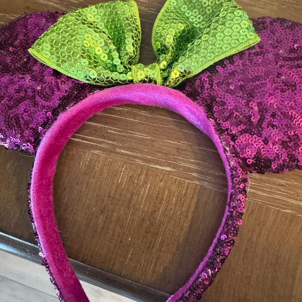 Disney Sequin Minnie Mouse Ears Headband - Purple and Green